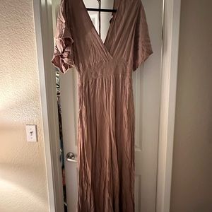 Short sleeve brown pants jumpsuit